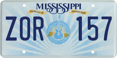 MS license plate ZOR157