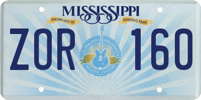 MS license plate ZOR160