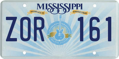 MS license plate ZOR161
