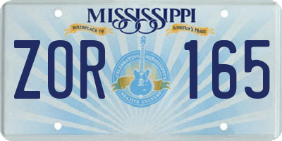 MS license plate ZOR165