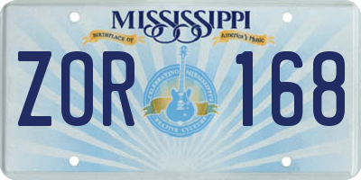 MS license plate ZOR168