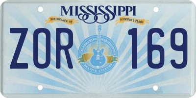 MS license plate ZOR169
