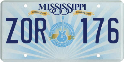 MS license plate ZOR176
