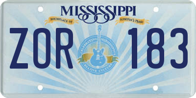 MS license plate ZOR183