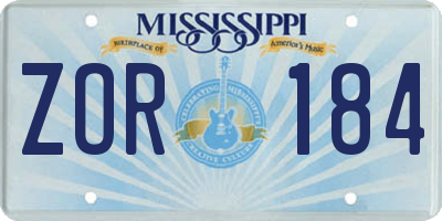 MS license plate ZOR184