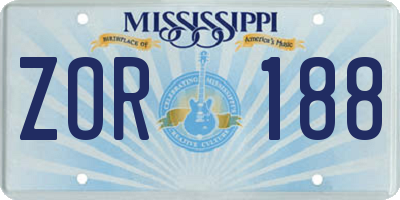 MS license plate ZOR188