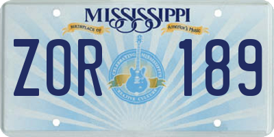 MS license plate ZOR189