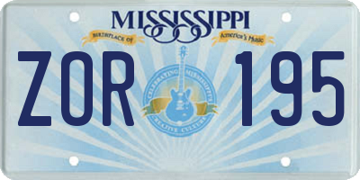 MS license plate ZOR195