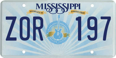 MS license plate ZOR197