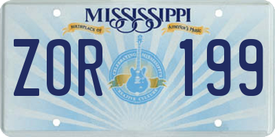 MS license plate ZOR199