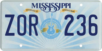 MS license plate ZOR236
