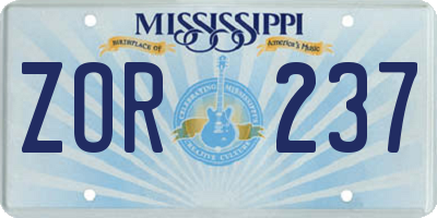 MS license plate ZOR237
