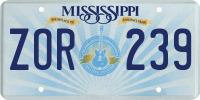 MS license plate ZOR239