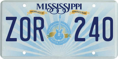 MS license plate ZOR240