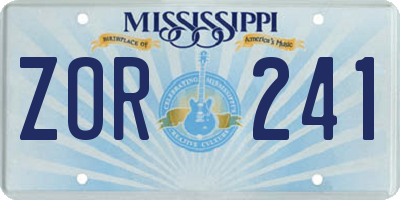 MS license plate ZOR241