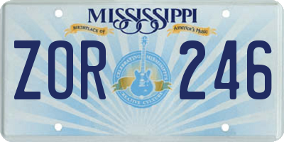 MS license plate ZOR246
