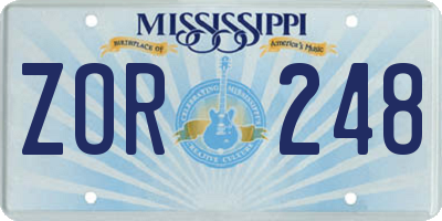 MS license plate ZOR248