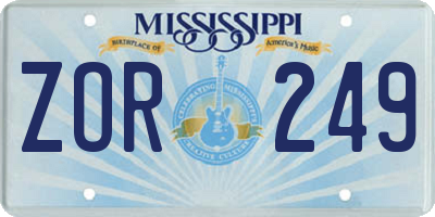 MS license plate ZOR249