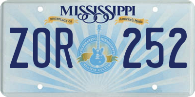 MS license plate ZOR252