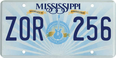 MS license plate ZOR256