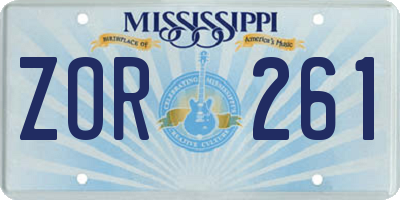 MS license plate ZOR261