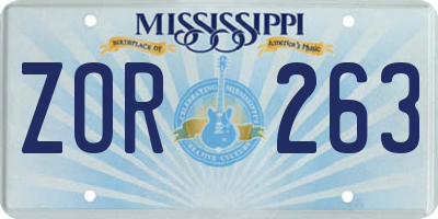 MS license plate ZOR263