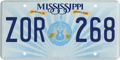 MS license plate ZOR268