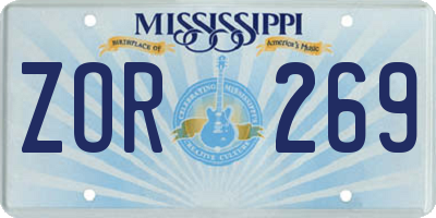 MS license plate ZOR269