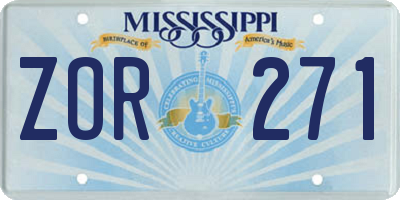 MS license plate ZOR271