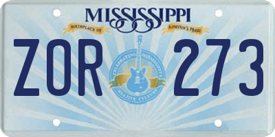 MS license plate ZOR273