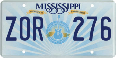MS license plate ZOR276