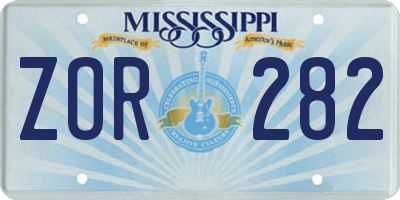 MS license plate ZOR282