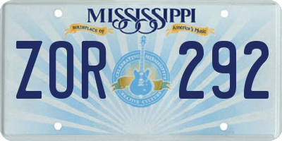 MS license plate ZOR292