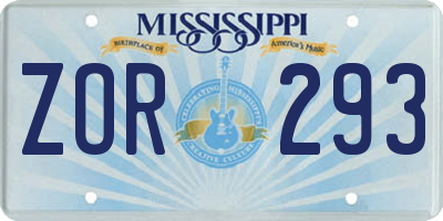 MS license plate ZOR293