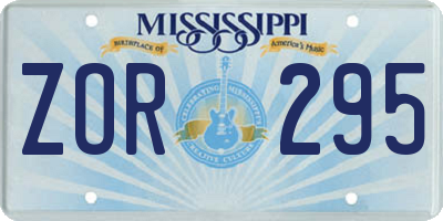 MS license plate ZOR295