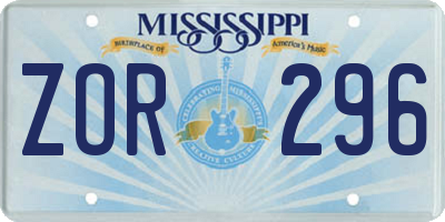 MS license plate ZOR296