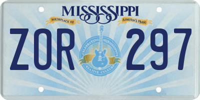 MS license plate ZOR297