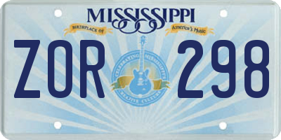 MS license plate ZOR298