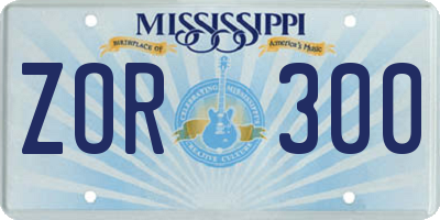 MS license plate ZOR300