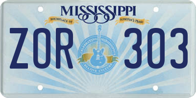 MS license plate ZOR303