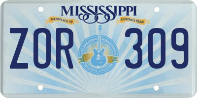 MS license plate ZOR309