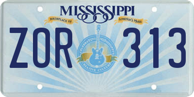MS license plate ZOR313
