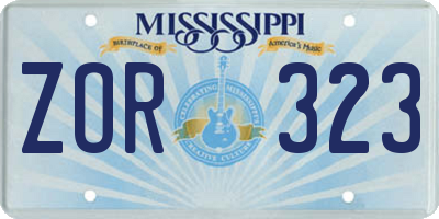MS license plate ZOR323