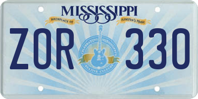 MS license plate ZOR330