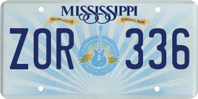 MS license plate ZOR336