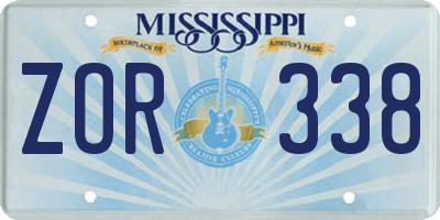 MS license plate ZOR338
