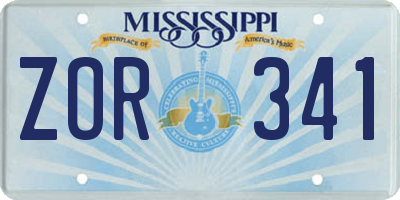 MS license plate ZOR341