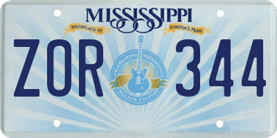 MS license plate ZOR344