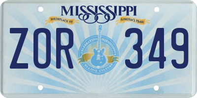 MS license plate ZOR349