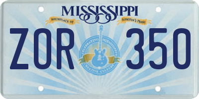 MS license plate ZOR350